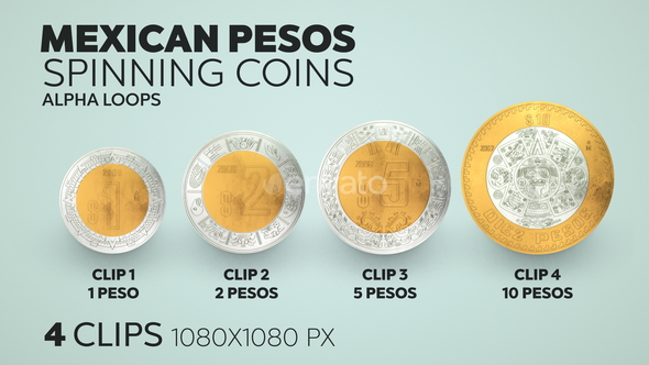 Mexican Pesos Spinning Coins Motion Graphics VideoHive